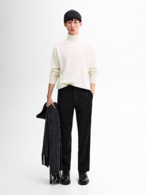 Massimo Dutti Wool Blend High Neck Men Sweater Cream | US-SR4910523