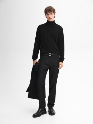 Massimo Dutti Wool Blend High Neck Men Sweater Dark Grey | US-JP4621593