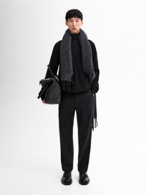 Massimo Dutti Wool Blend High Neck Men Sweater Black | US-IC6928375