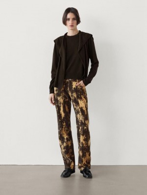 Massimo Dutti Wool Blend Knit Double Women Sweater Dark Brown | US-YK6832179