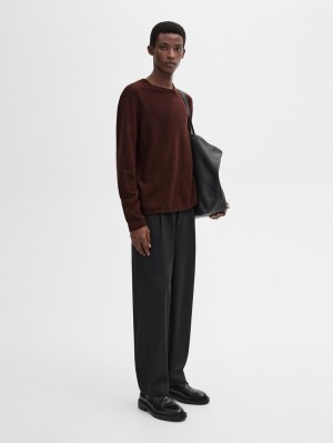 Massimo Dutti Wool Blend Knit Men Sweater Red Brown | US-AM3917048
