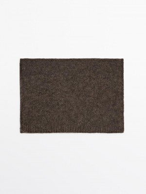 Massimo Dutti Wool Blend Knit Women Scarf Dark Brown | US-BP0965714