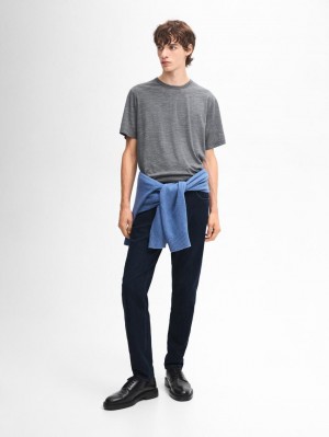 Massimo Dutti Wool Blend Men T-Shirt Grey | US-WC7265108