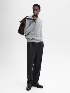 Massimo Dutti Wool Blend Mouliné Men Sweater Grey | US-PV4735698