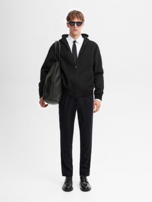 Massimo Dutti Wool Blend Suit Men Trousers Navy | US-HL8612579