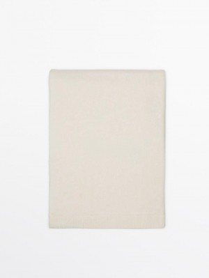 Massimo Dutti Wool Blend Women Scarf Cream | US-BF1087492