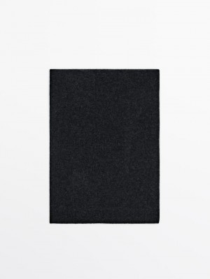 Massimo Dutti Wool Blend Women Scarf Dark Grey | US-GY3801724