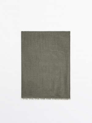 Massimo Dutti Wool Blend Women Scarf Green | US-KC2613480