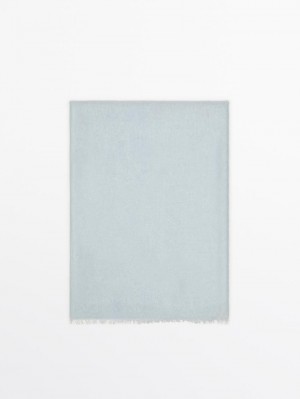 Massimo Dutti Wool Blend Women Scarf Light Blue | US-LM7369251
