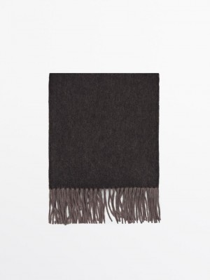 Massimo Dutti Wool Double-faced Women Scarf Dark Brown | US-TC2415703