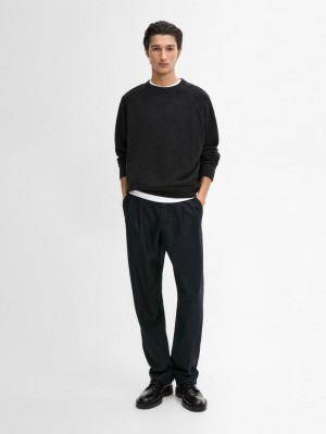 Massimo Dutti Wool Knit Men Sweater Dark Grey | US-GU1625780