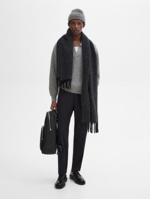 Massimo Dutti Wool Knit With Polo Collar Men Sweater Grey | US-QM1950374