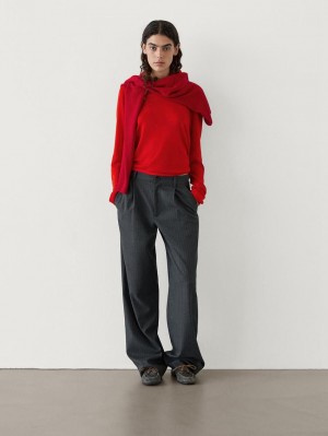 Massimo Dutti Wool Knit Women Sweater Red | US-OJ5267089