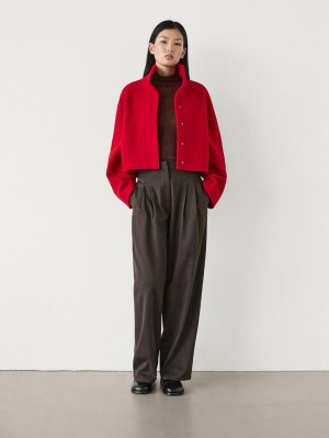 Massimo Dutti Wool Short Women Jacket Red | US-PU4593287