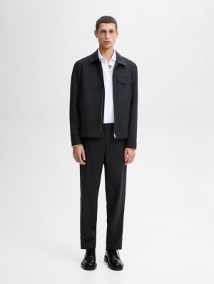 Massimo Dutti Wool Smart Co-ord Men Trousers Dark Grey | US-AK3450126