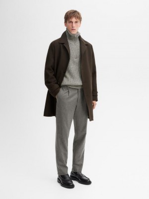 Massimo Dutti Wool Suit Men Trousers Grey | US-QJ9852614