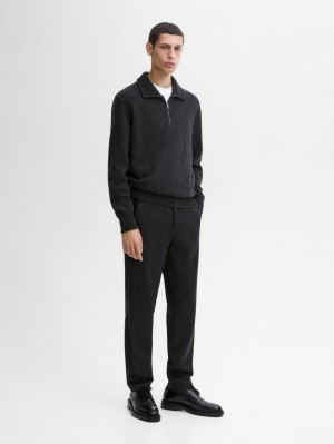 Massimo Dutti Wool With Mock Neck Men Sweater Dark Grey | US-SH7502941