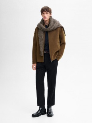 Massimo Dutti Wool-blend Bouclé Double Men Jacket Brown | US-KR5634910