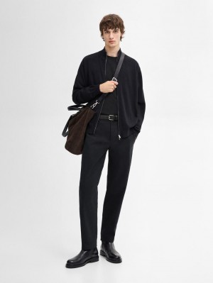 Massimo Dutti Zip-up Knit With Cotton Men Cardigan Navy | US-FY0924735