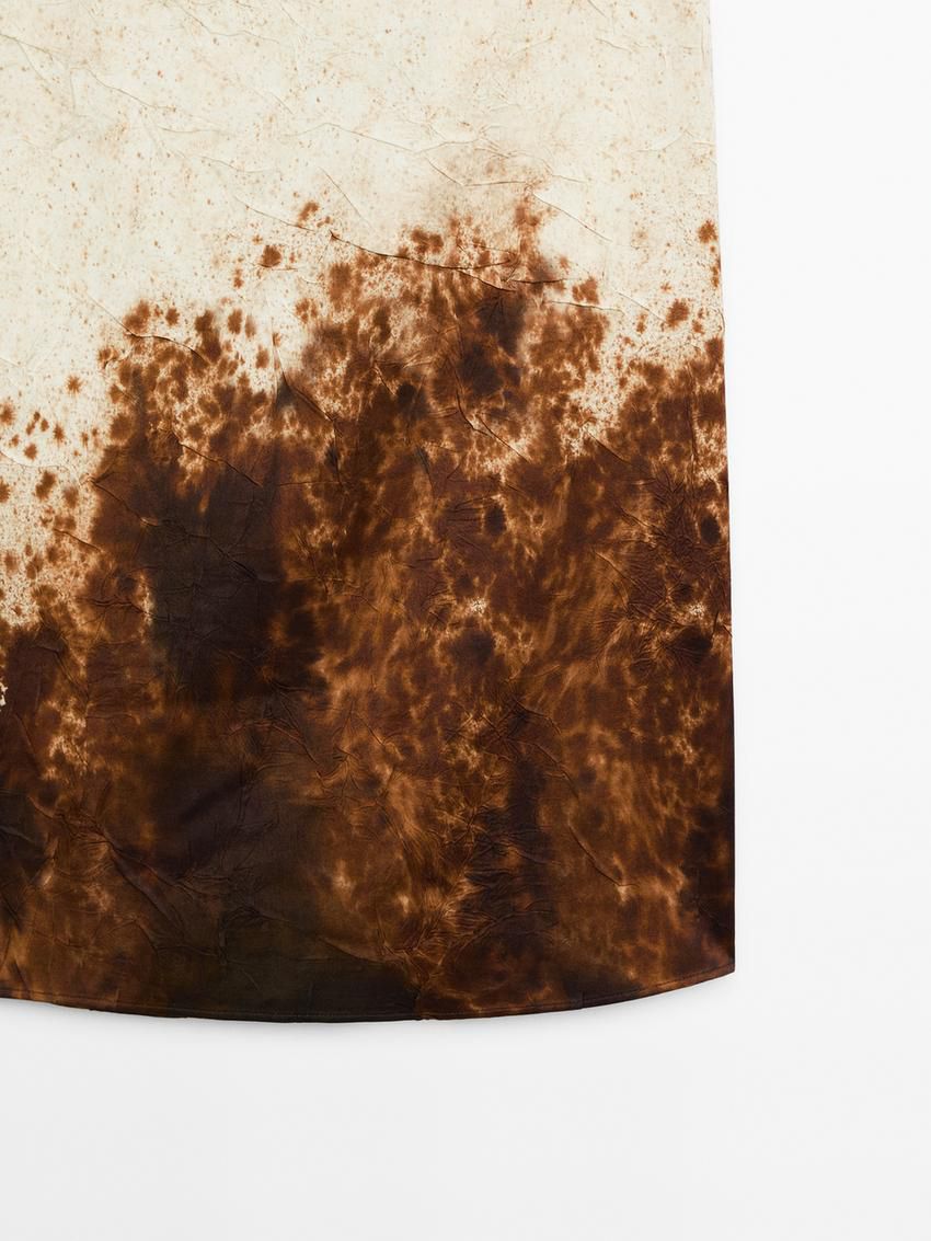 Massimo Dutti Abstract Print Midi Women Skirts Beige / Brown | US-HQ4172860