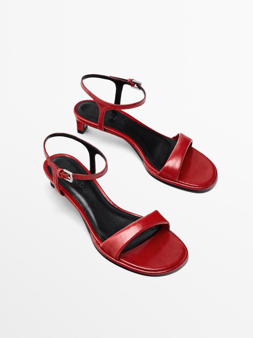 Massimo Dutti Adjustable Buckle Women Heeled Sandals Red | US-MH7284560