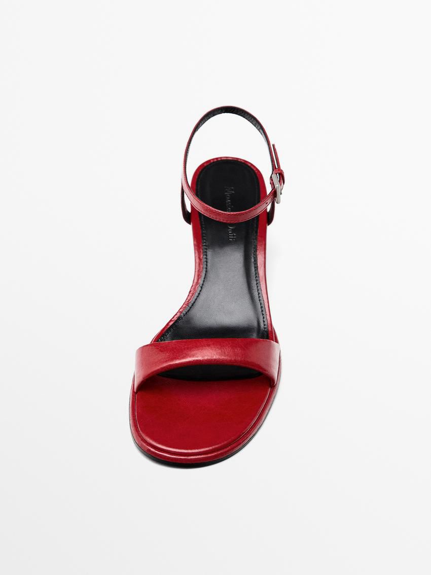 Massimo Dutti Adjustable Buckle Women Heeled Sandals Red | US-MH7284560