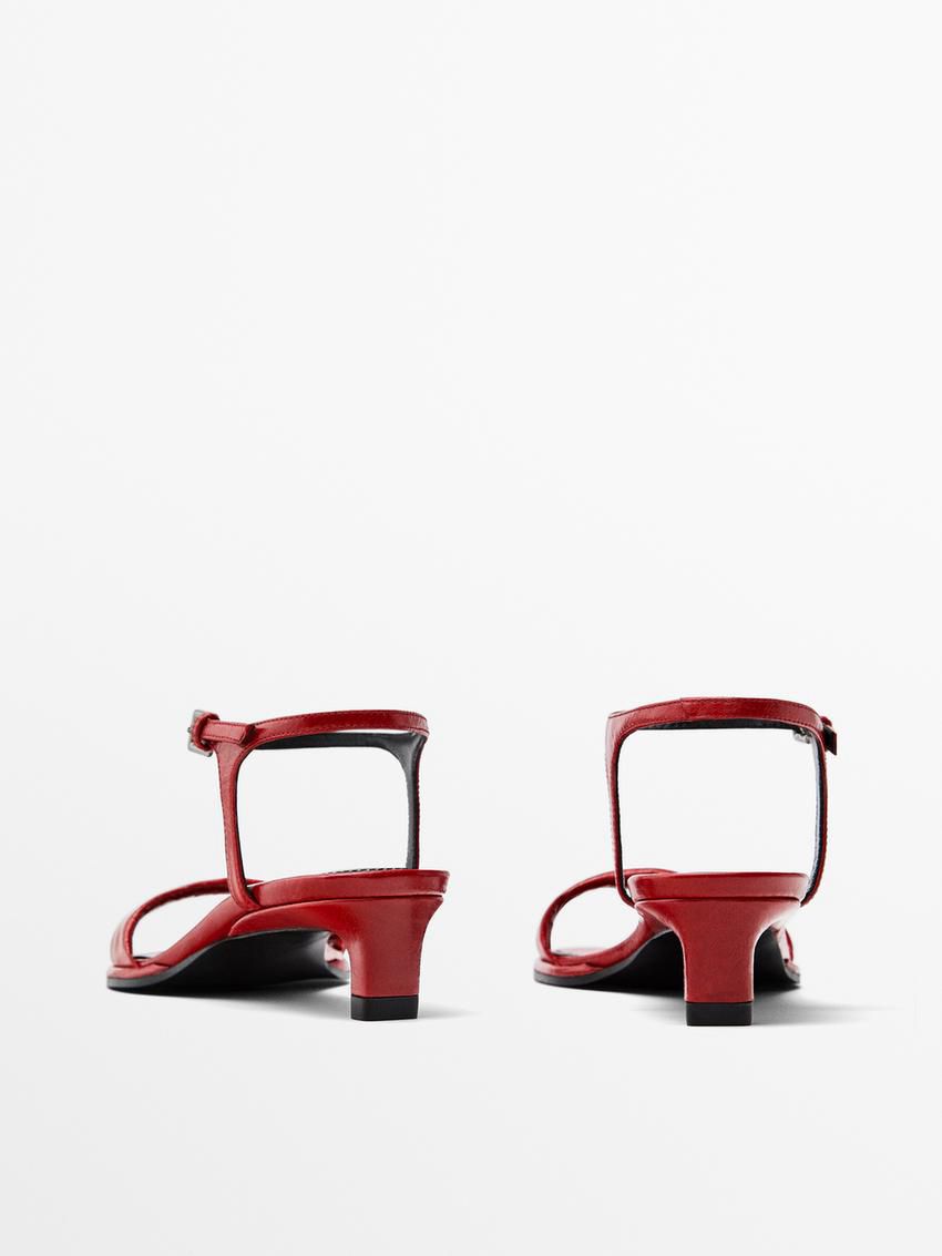 Massimo Dutti Adjustable Buckle Women Heeled Sandals Red | US-MH7284560