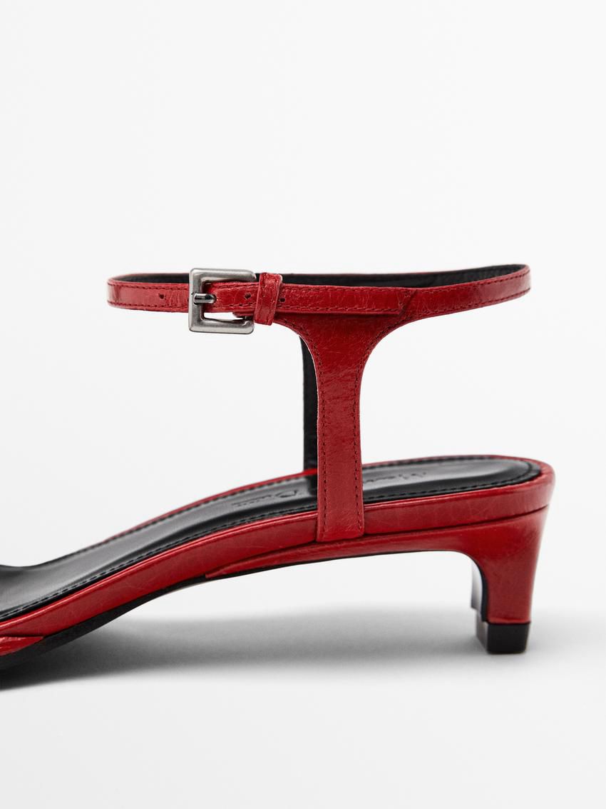 Massimo Dutti Adjustable Buckle Women Heeled Sandals Red | US-MH7284560