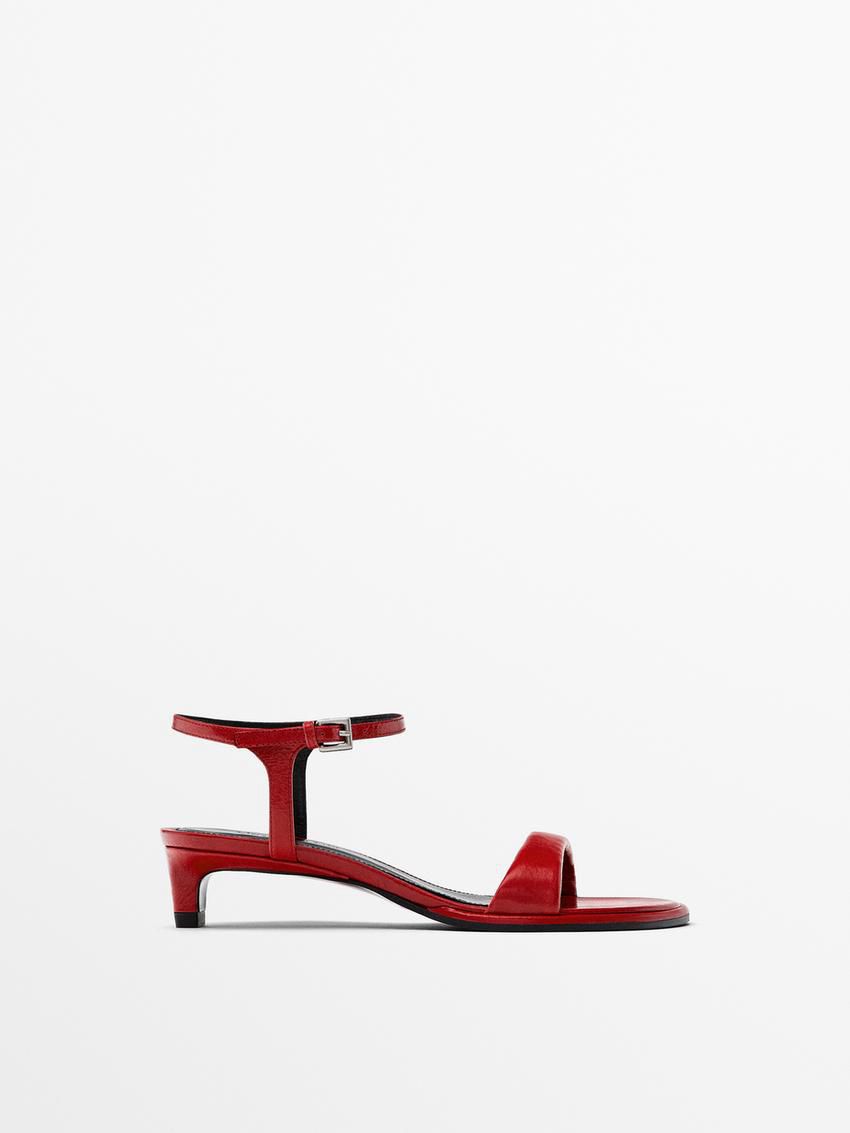 Massimo Dutti Adjustable Buckle Women Heeled Sandals Red | US-MH7284560