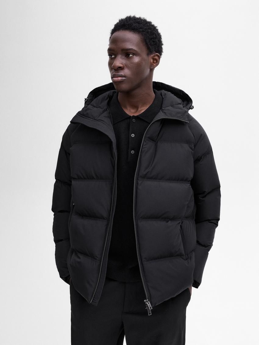 Massimo Dutti Adjustable Hood Men Puffer Jacket Navy | US-NI1370548