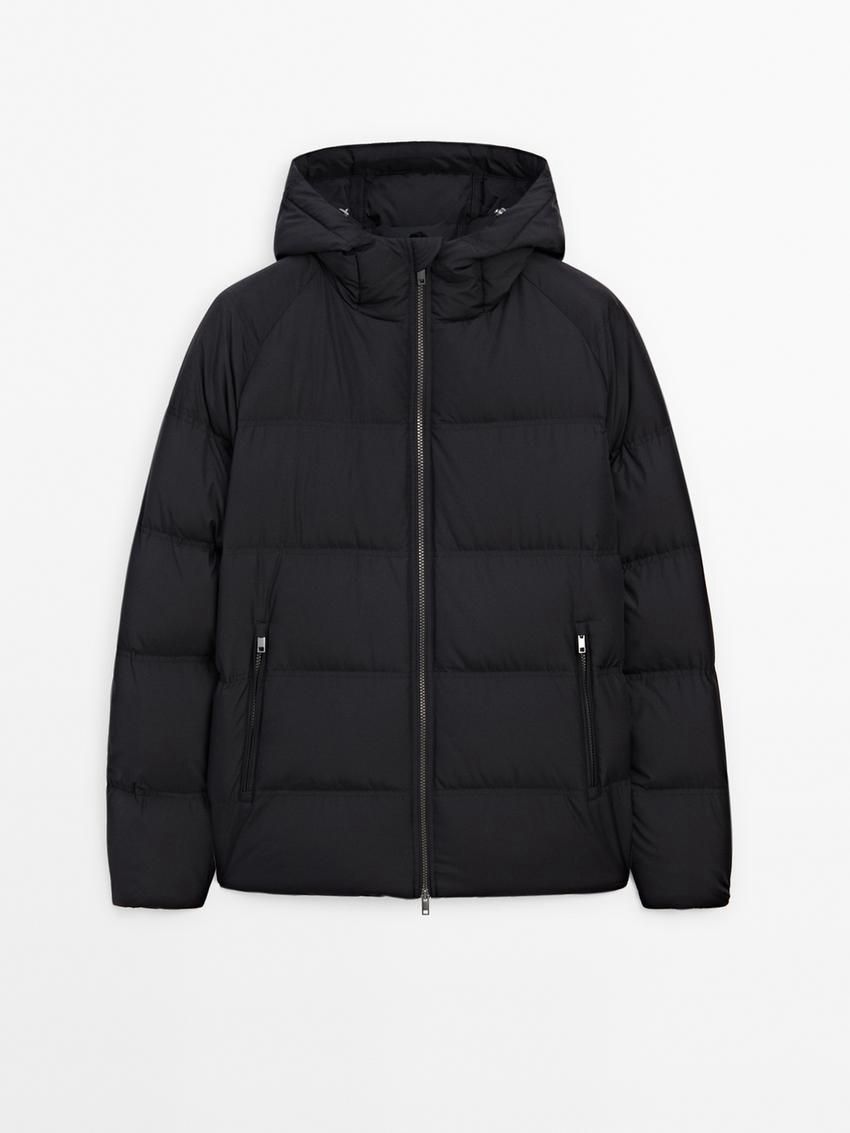 Massimo Dutti Adjustable Hood Men Puffer Jacket Navy | US-NI1370548