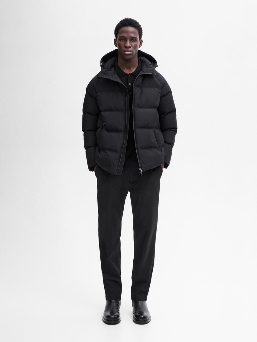 Massimo Dutti Adjustable Hood Men Puffer Jacket Navy | US-NI1370548