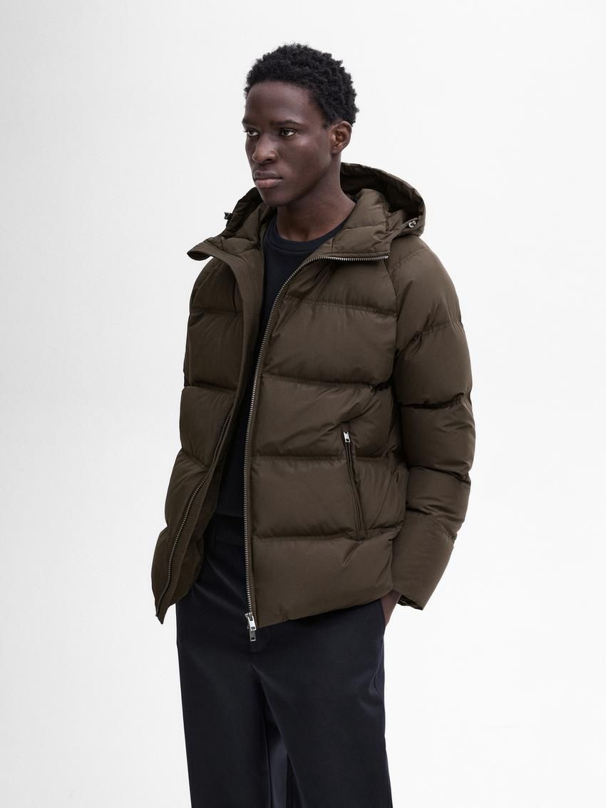 Massimo Dutti Adjustable Hood Men Puffer Jacket Dark Brown | US-TC6183097