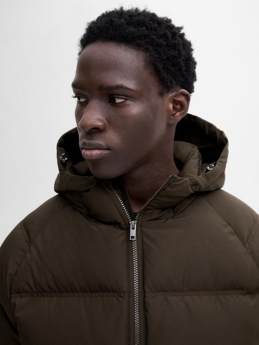 Massimo Dutti Adjustable Hood Men Puffer Jacket Dark Brown | US-TC6183097
