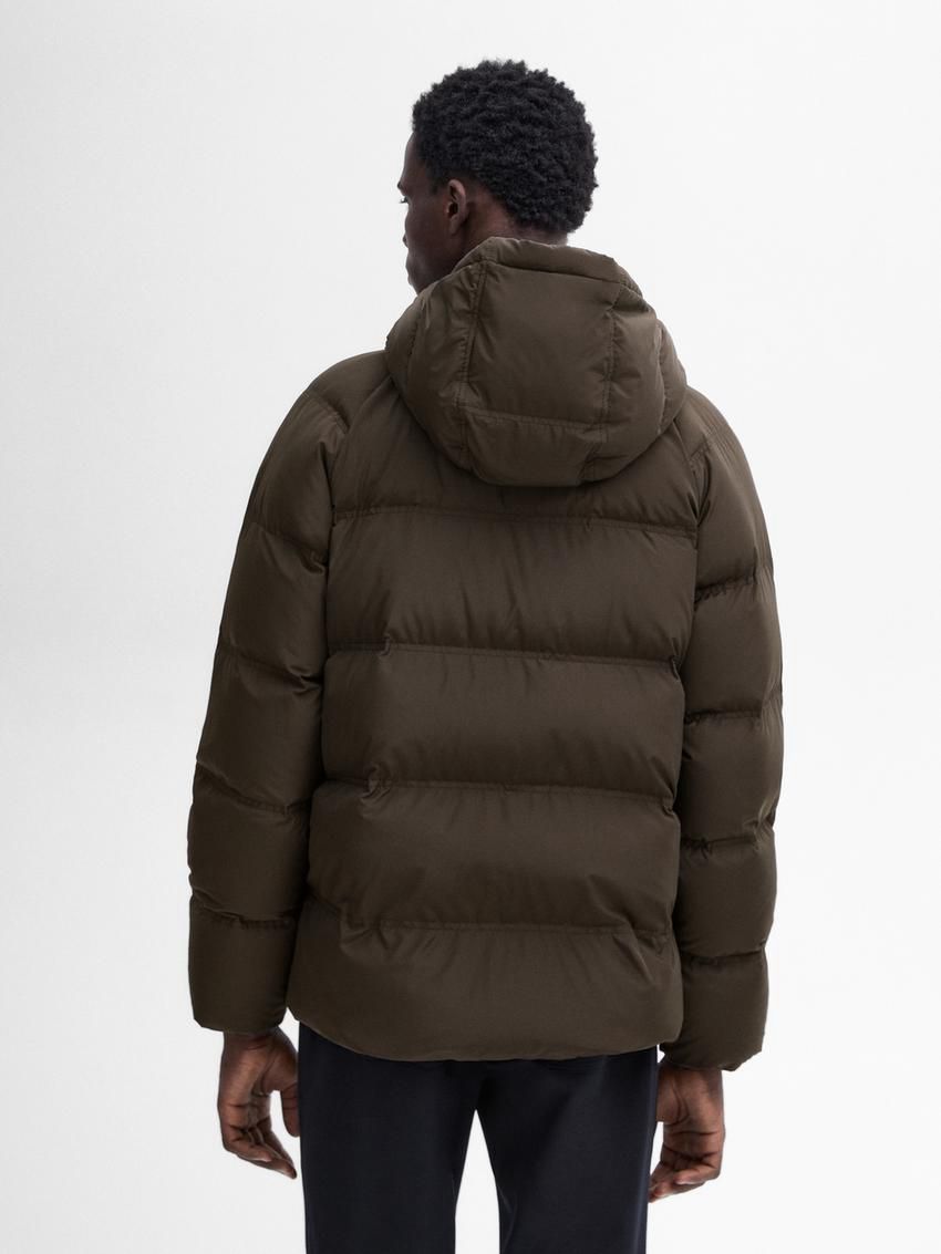 Massimo Dutti Adjustable Hood Men Puffer Jacket Dark Brown | US-TC6183097