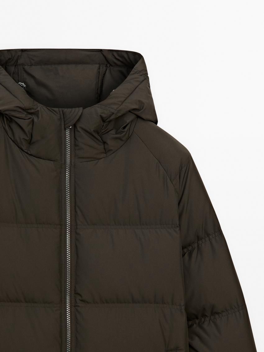 Massimo Dutti Adjustable Hood Men Puffer Jacket Dark Brown | US-TC6183097