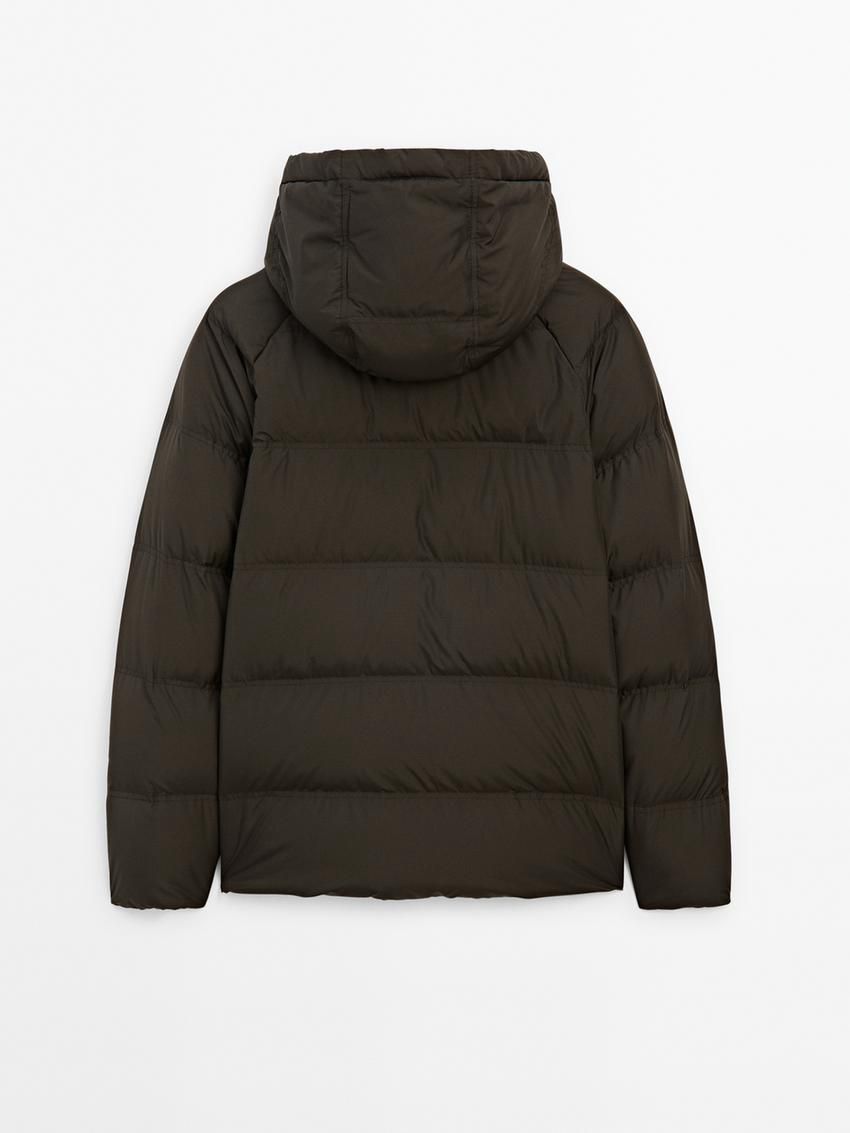 Massimo Dutti Adjustable Hood Men Puffer Jacket Dark Brown | US-TC6183097