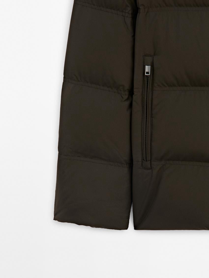 Massimo Dutti Adjustable Hood Men Puffer Jacket Dark Brown | US-TC6183097