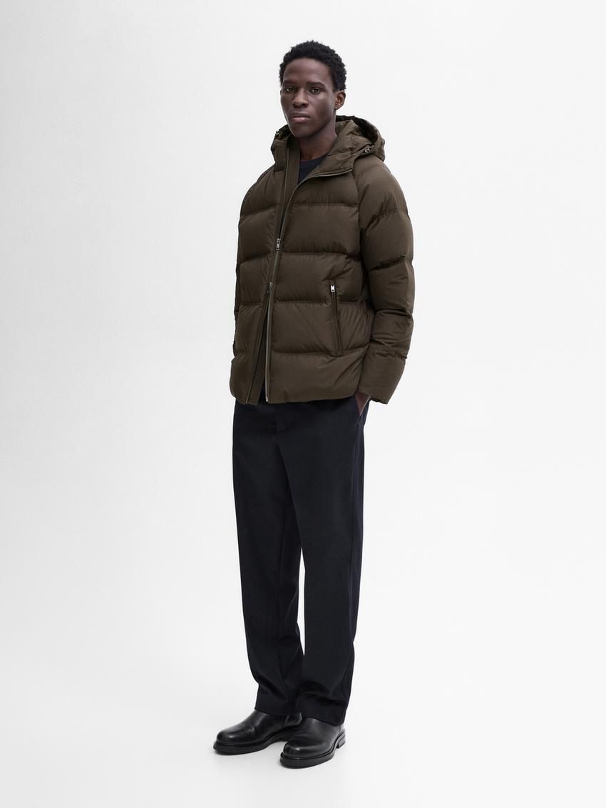 Massimo Dutti Adjustable Hood Men Puffer Jacket Dark Brown | US-TC6183097