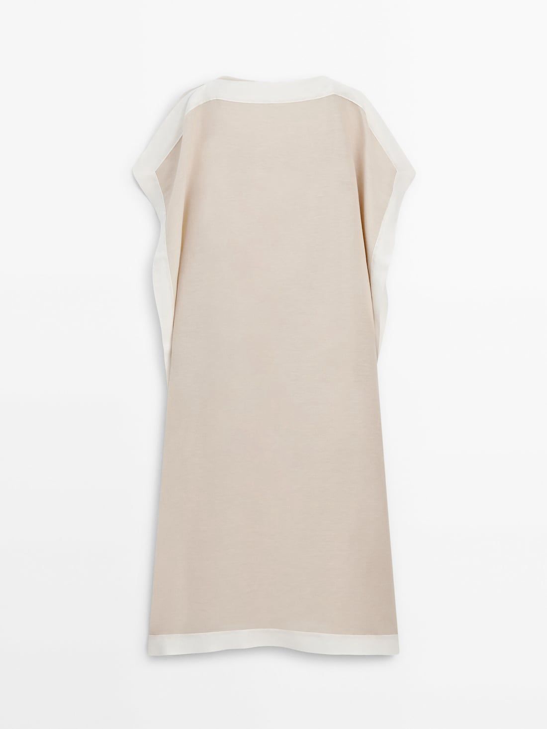 Massimo Dutti Aftan Midi With Contrast Trims Women Dress Beige | US-RI1458627
