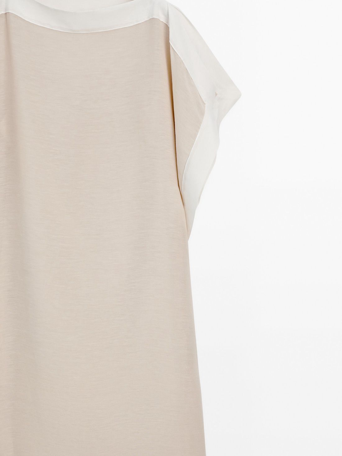 Massimo Dutti Aftan Midi With Contrast Trims Women Dress Beige | US-RI1458627