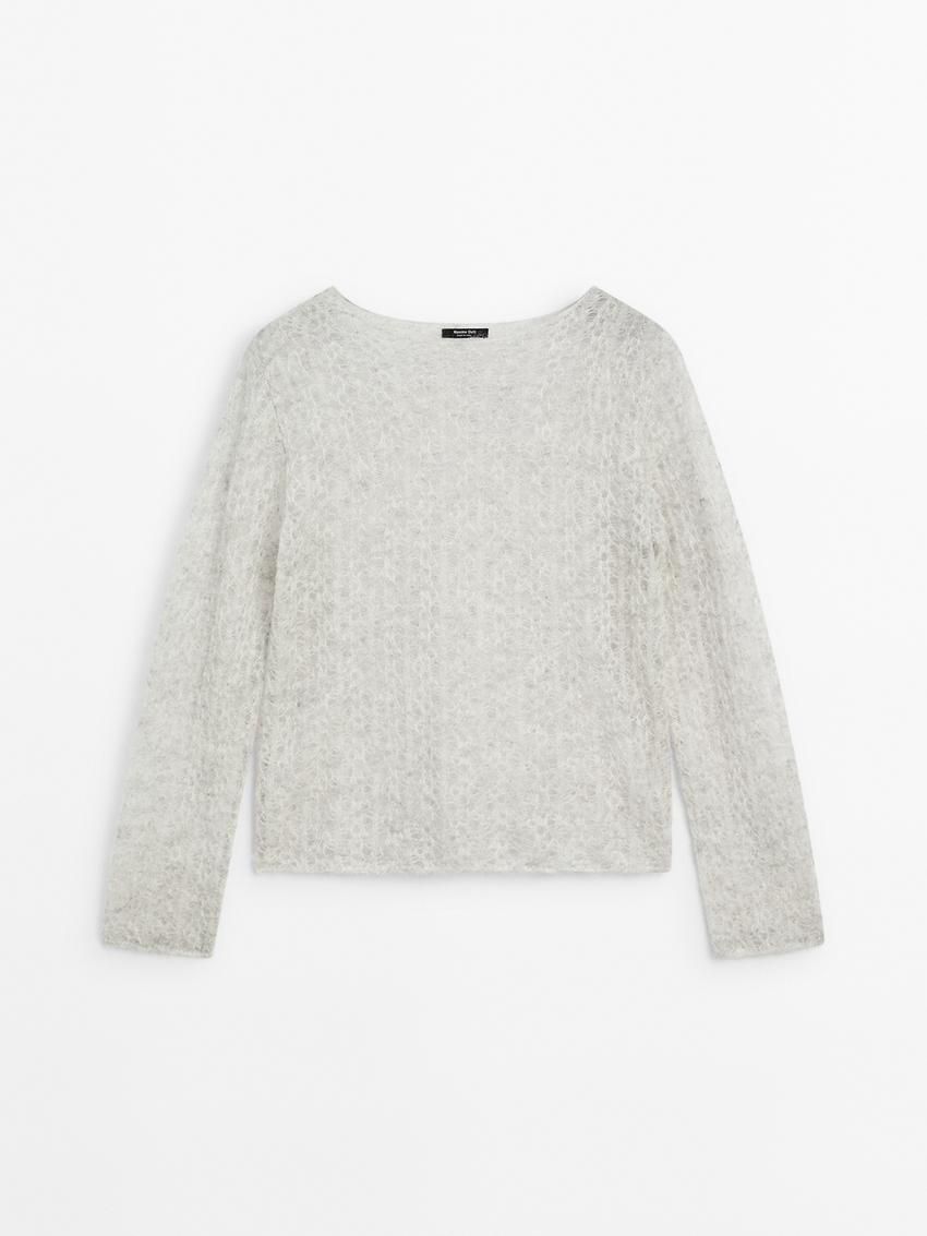 Massimo Dutti Alpaca Blend Cutwork Women Sweater White | US-YP3286974