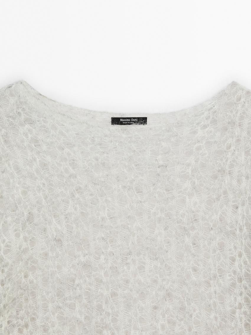 Massimo Dutti Alpaca Blend Cutwork Women Sweater White | US-YP3286974