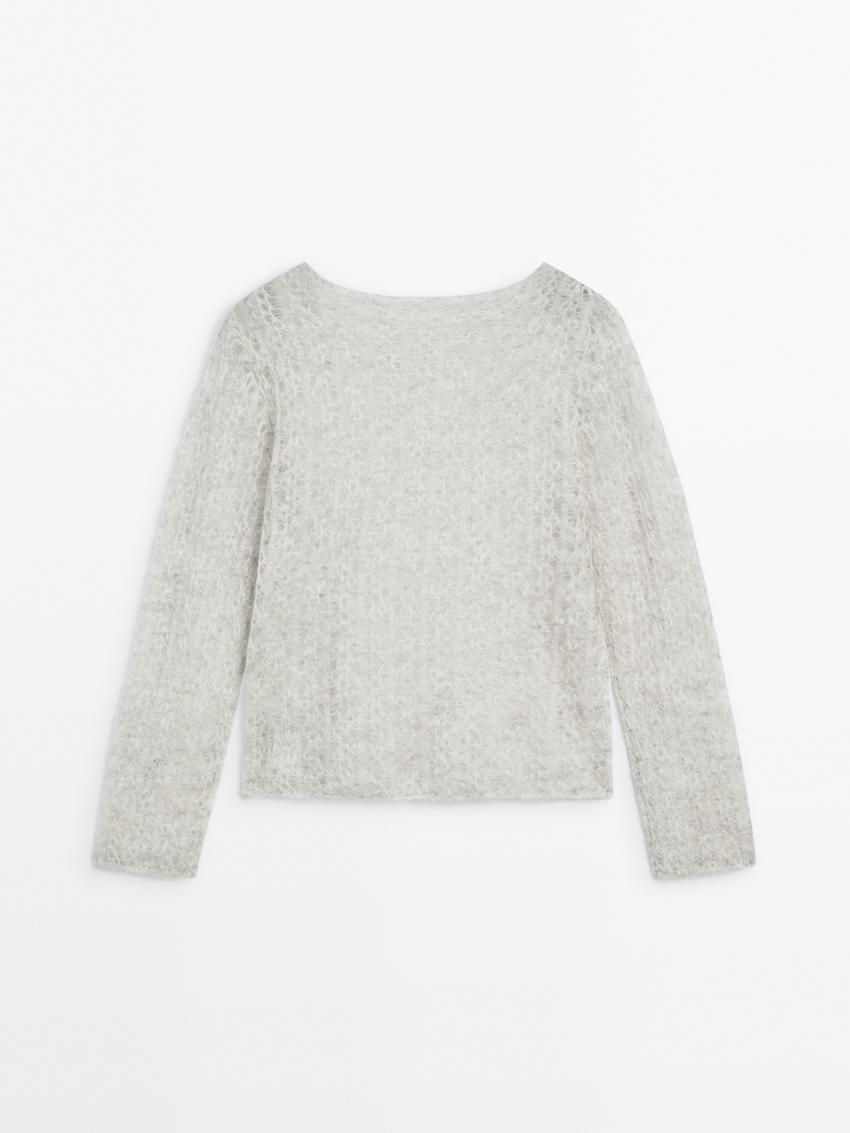 Massimo Dutti Alpaca Blend Cutwork Women Sweater White | US-YP3286974