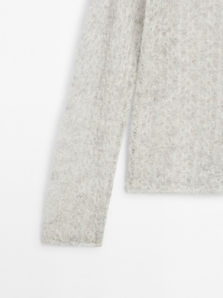 Massimo Dutti Alpaca Blend Cutwork Women Sweater White | US-YP3286974