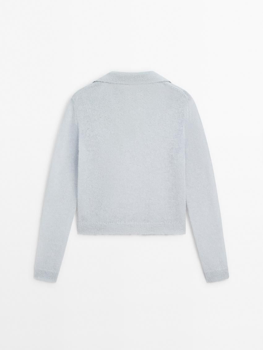 Massimo Dutti Alpaca Blend Knit Polo Collar Women Sweater Light Blue | US-DX9357128