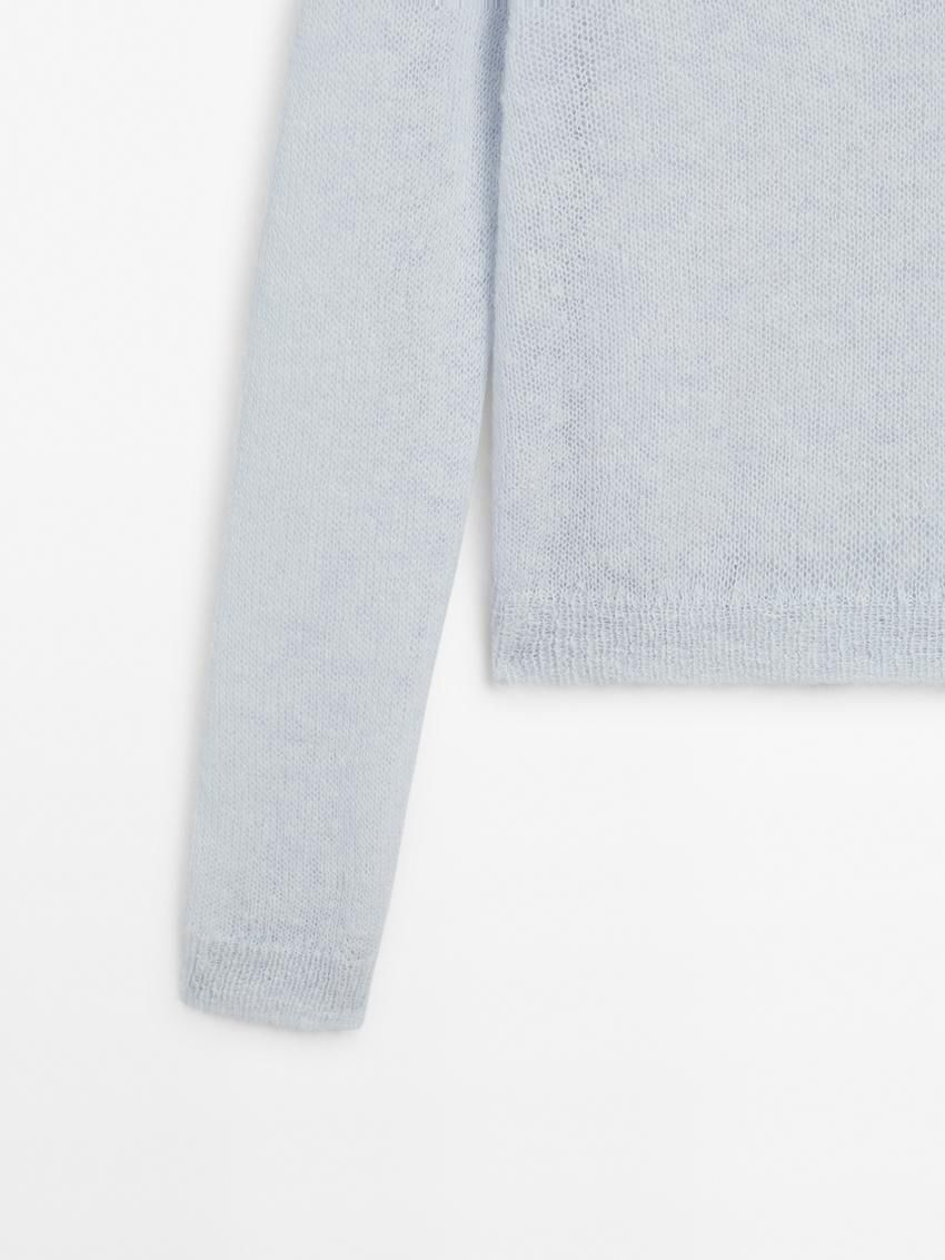Massimo Dutti Alpaca Blend Knit Polo Collar Women Sweater Light Blue | US-DX9357128