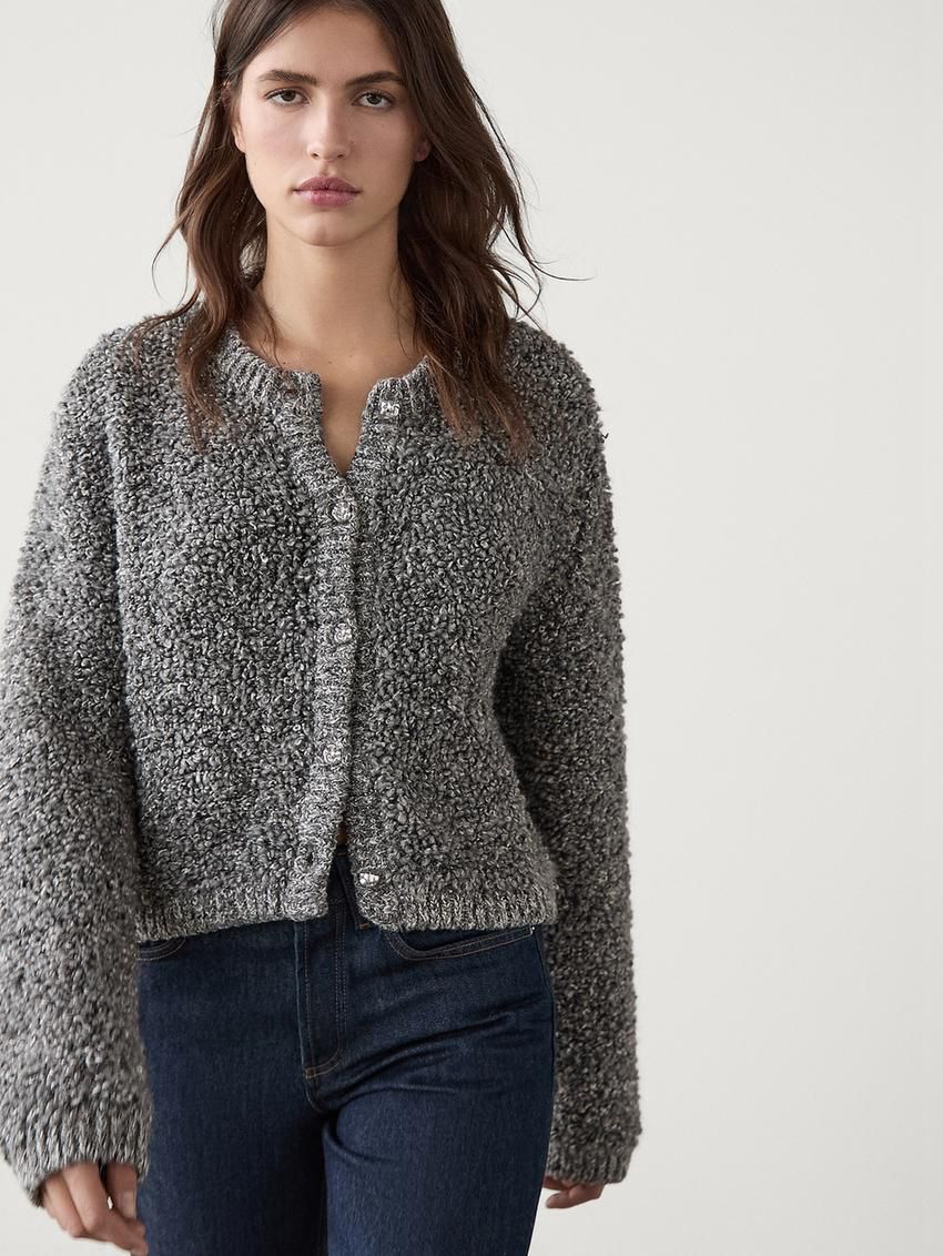 Massimo Dutti Alpaca Blend With Button Detail Women Cardigan Grey | US-EY6907248