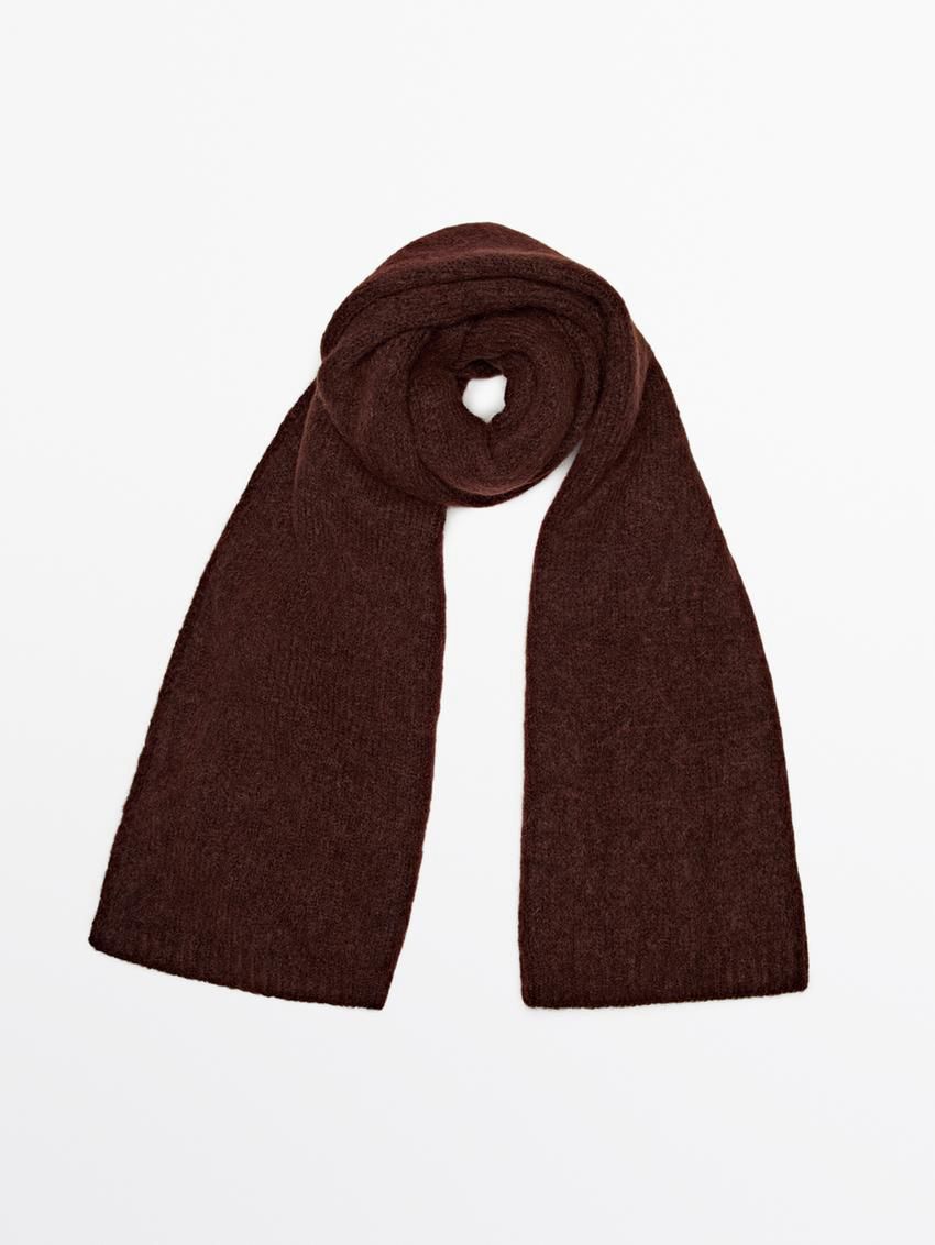 Massimo Dutti Alpaca Blend Women Scarf Brown Red | US-BN4036892