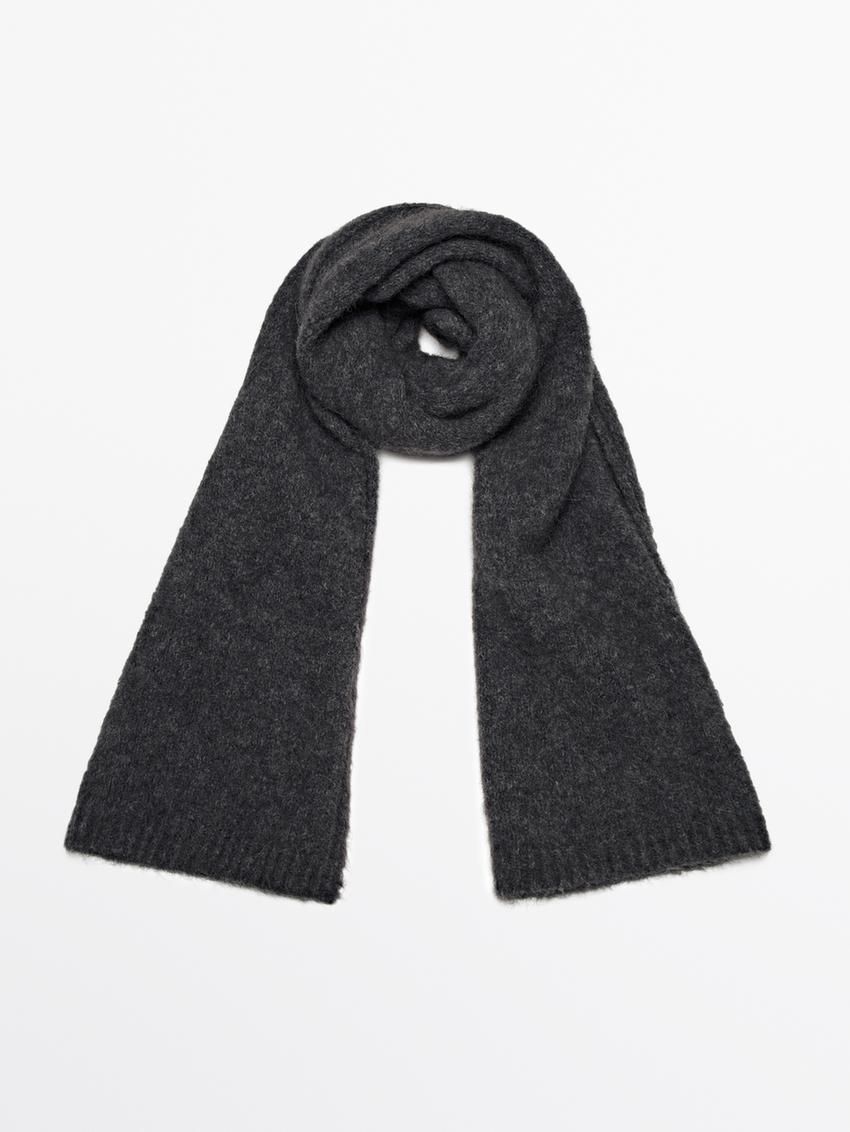 Massimo Dutti Alpaca Blend Women Scarf Dark Grey | US-BI9032856